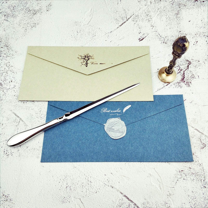 Familion Silvery Letter Opener, Envelope Opener Knife Metal Letter Opening Knife, Paul Revere Paper Cutting Knife, 9 inches (1 Pack) 1 Pack