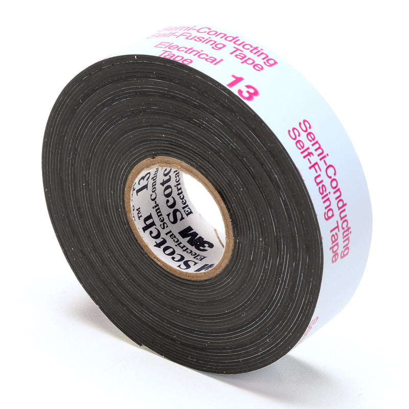 3M Scotch Electrical Semi-Conducting Tape 13, 3/4 in x 15 ft, Printed, Black, High Voltage Splicing Tape, 1 roll