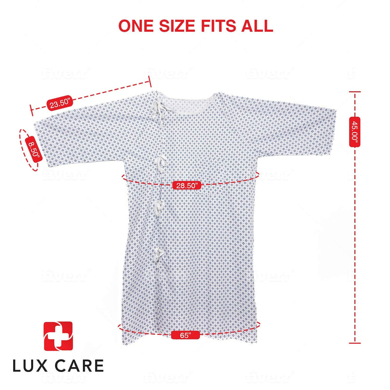 New Unisex Patient Gown - Premium Cotton Blend - Soft and Comfortable Fabric - Back Front Tie - Fit Easily Up to 2XL Size - Multipurpose Hospital Gown for Men and Women - Reusable and Washable -2 Pack 2