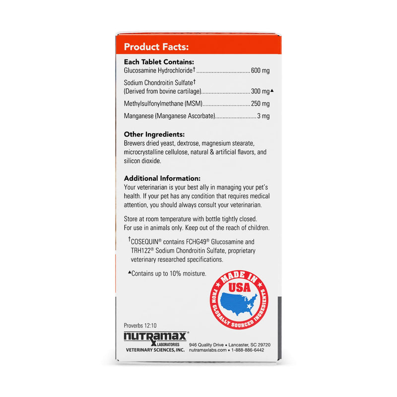 Cosequin Maximum Strength Joint Supplement Plus MSM - with Glucosamine and Chondroitin - for Dogs of All Sizes 60 Count (Pack of 1)