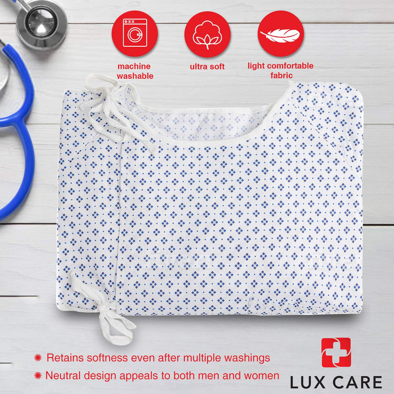 New Unisex Patient Gown - Premium Cotton Blend - Soft and Comfortable Fabric - Back Front Tie - Fit Easily Up to 2XL Size - Multipurpose Hospital Gown for Men and Women - Reusable and Washable -2 Pack 2