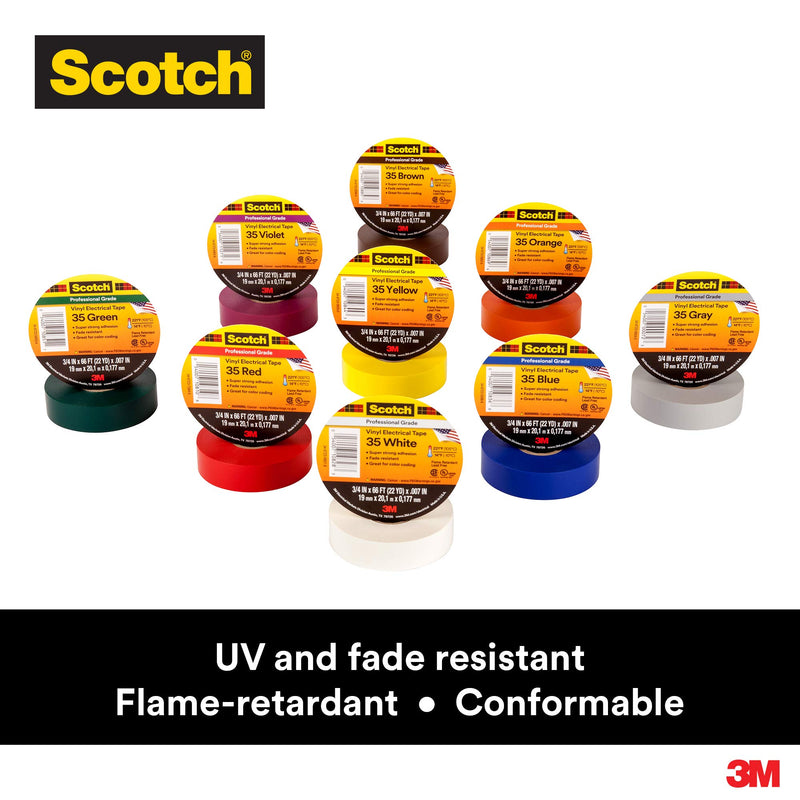 3M Safety Scotch Vinyl Color Coding Electrical Tape 35, 3/4 in x 66 ft, Gray