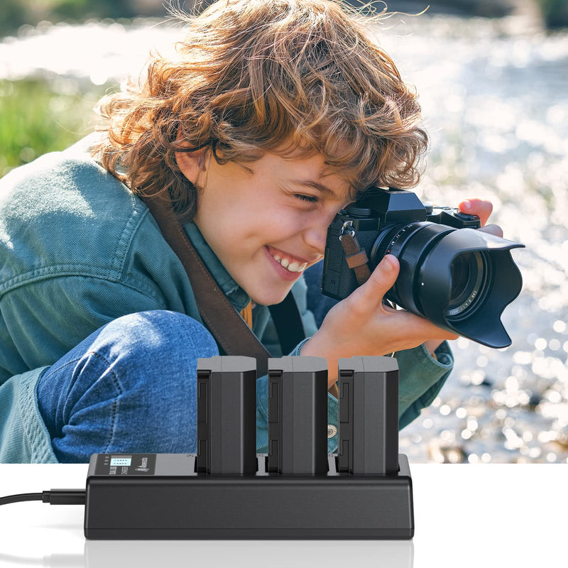 Powerextra Replacement Sony NP-FZ100 Battery and LCD Triple Charger for Firmware 2.0 Sony Alpha A7 III, A7R III, A9, Sony Alpha 9, A7R3, a6600, a7R IV, Alpha a9 II, Alpha 9R, A9R, Alpha 9S Camera