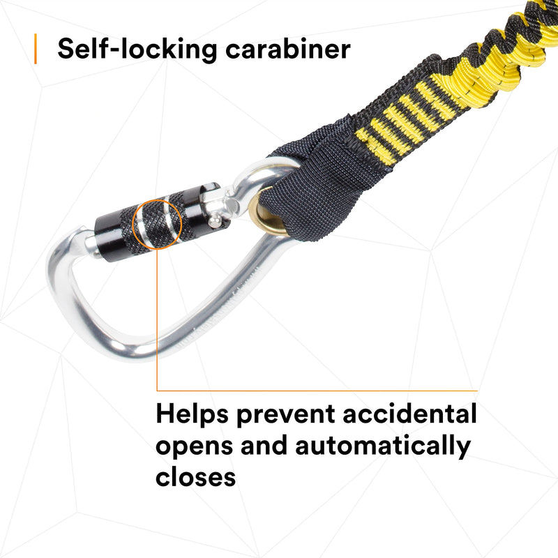 3M DBI-SALA Fall Protection For Tools,1500049,Hook2Loop Medium Duty Bungee Tether,3rd Party Load Rated For Tools Up To 35 lb.s,w/Twist-Lock Carabiner