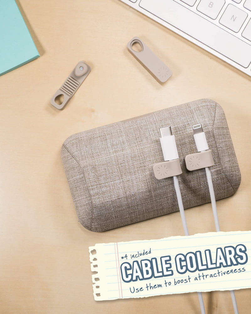 Smartish Magnetic Cord Holder - Bigger Cable Wrangler Organizer with Magnet Clips for Charger Management on Desktop, Nightstand, or Side Table - Holds 6 Cables - Lightly Toasted Beige