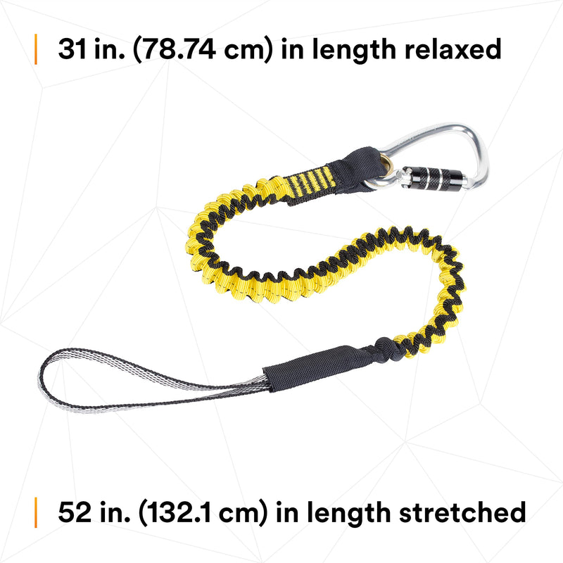 3M DBI-SALA Fall Protection For Tools,1500049,Hook2Loop Medium Duty Bungee Tether,3rd Party Load Rated For Tools Up To 35 lb.s,w/Twist-Lock Carabiner