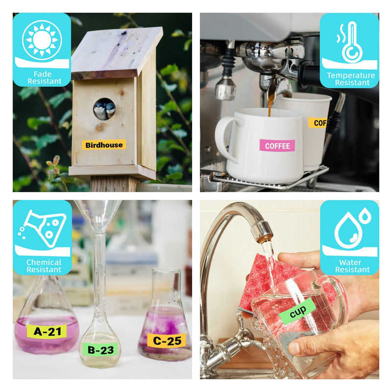 4-Pack 12mm 0.47 Inch P Touch Label Maker Tape TZe-MQP35 TZe-B31 C31 D31 Label Tape, Compatible with Brother P Touch PT-D210 PT-H100 PT-H200 PT-D400, Laminated TZe TZ Tape, Pink/Orange/Yellow/Green