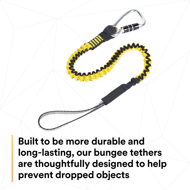 3M DBI-SALA Fall Protection For Tools,1500049,Hook2Loop Medium Duty Bungee Tether,3rd Party Load Rated For Tools Up To 35 lb.s,w/Twist-Lock Carabiner