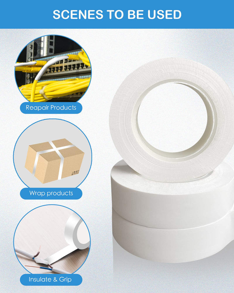 Wapodeai 3pcs Electrical Tape, Professional White Electrical Tape, Flame Retardant Indoor Outdoor High Temperature Resistance Electric Tape, 0.62 in X 50 ft.