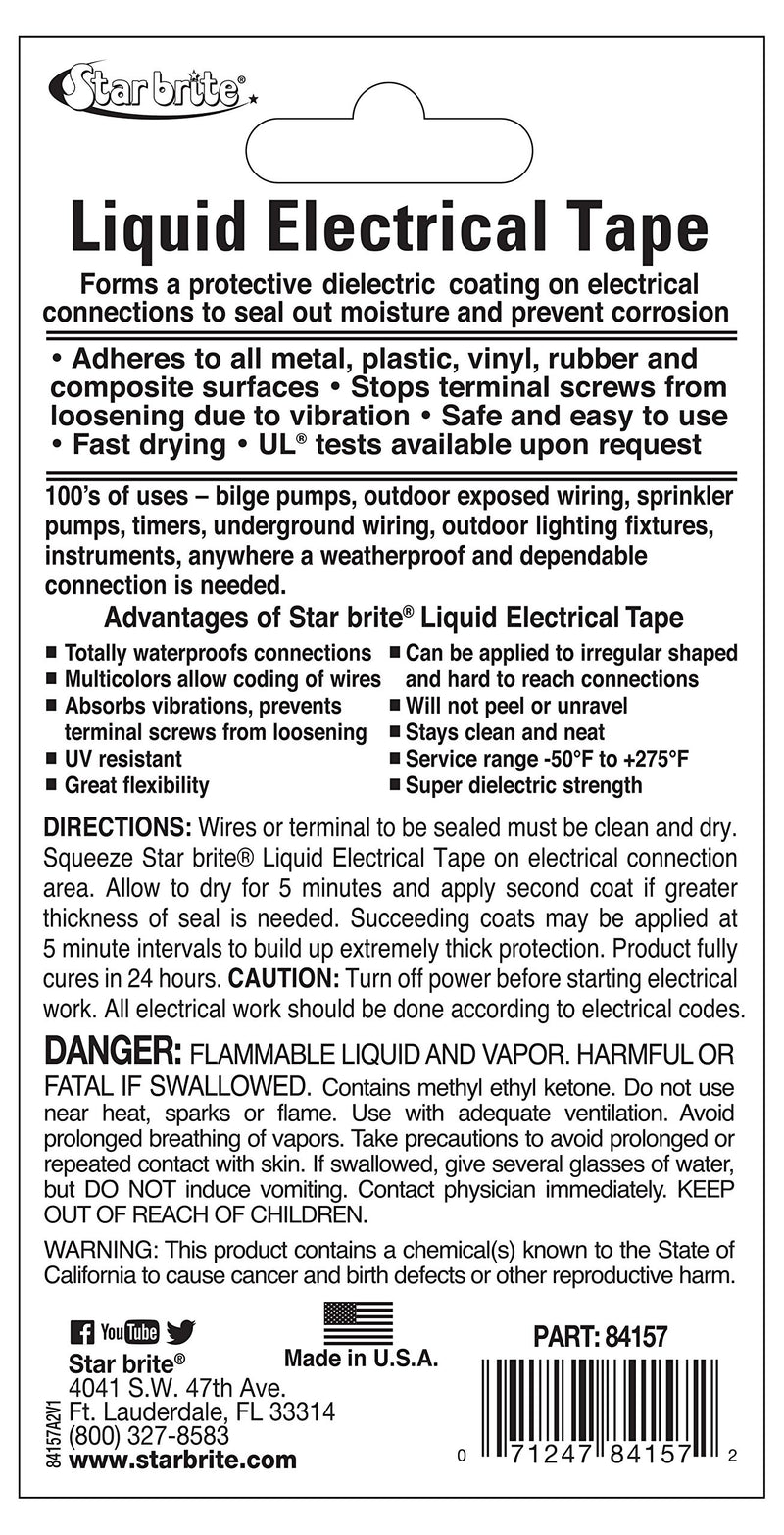 STAR BRITE Liquid Electrical Tape - LET Black 1 oz Tube White 1 Oz