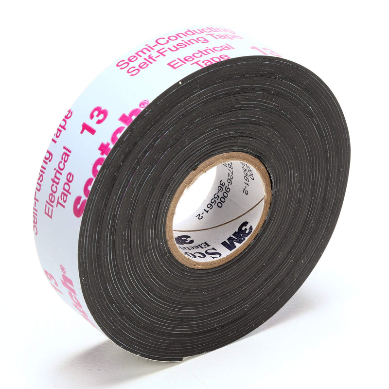 3M Scotch Electrical Semi-Conducting Tape 13, 3/4 in x 15 ft, Printed, Black, High Voltage Splicing Tape, 1 roll