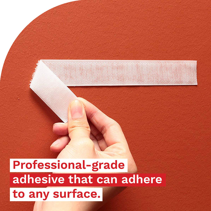 XFasten Adhesive Hook and Loop, White, 1-Inch x 10-Foot Sticky Back Double-Sided Hook Loop Tape for Textile, Tools, Gardening Beds