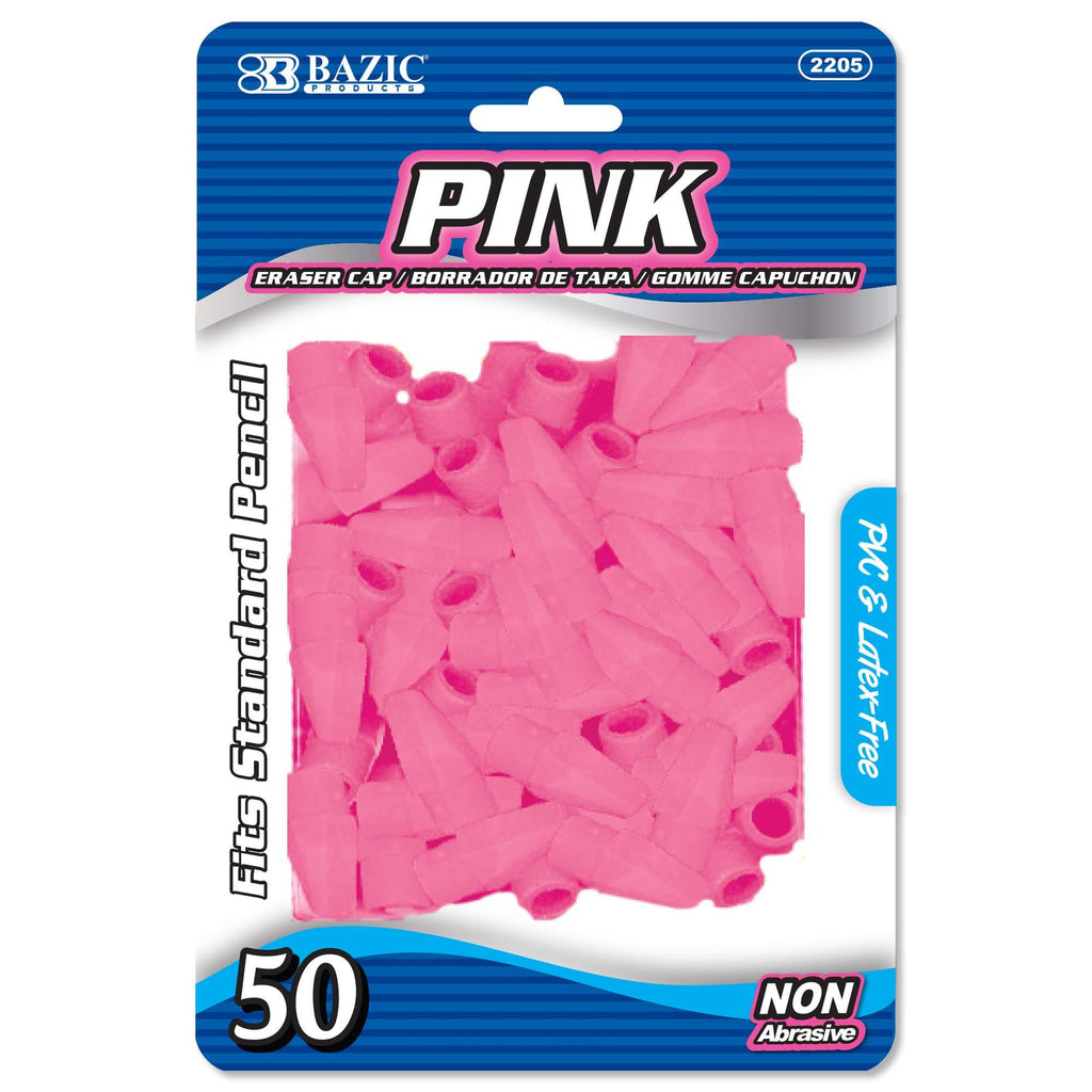 BAZIC Eraser Top, 50 Per Pack Pink 1 Unit