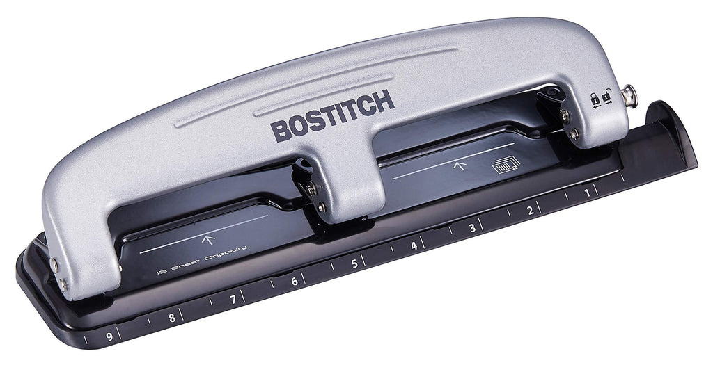 Bostitch Three-Hole Punch, Silver/Black (2101)