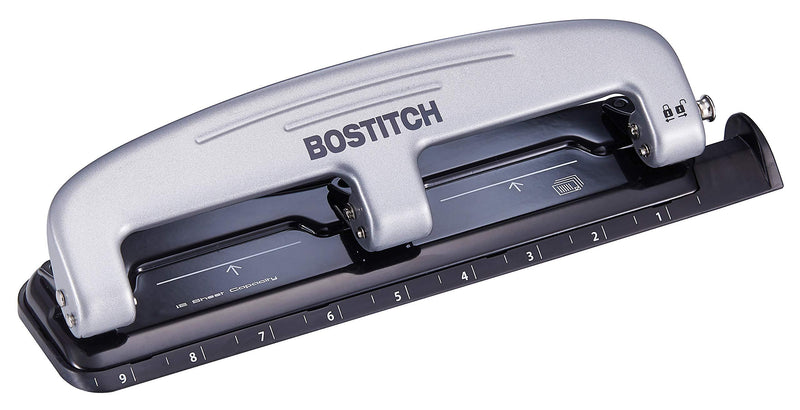 Bostitch Three-Hole Punch, Silver/Black (2101)