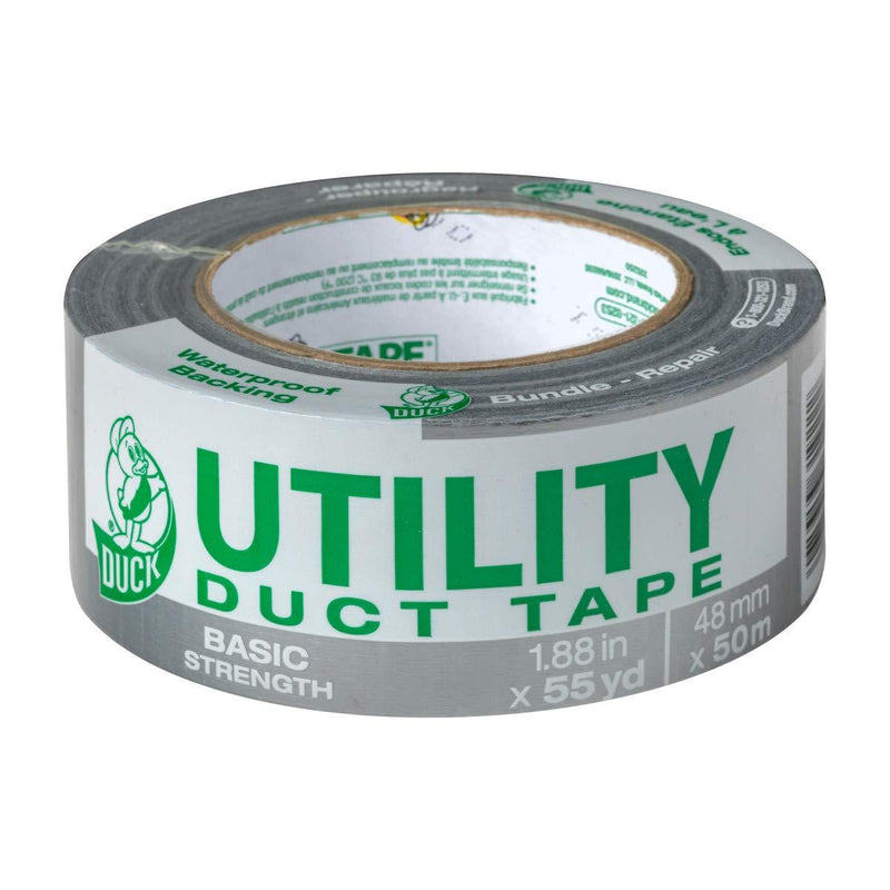 Duck Tape Brand 1118393 Utility Duct Tape Basic Strength, 1-Pack 1.88 Inch x 55 Yard Silver Single Roll
