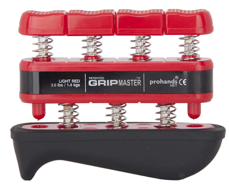 PROHANDS Gripmaster Rehab Hand Exerciser, Finger Exerciser (Hand Grip Strengthener), Spring-Loaded, Finger-Piston System, Added Palm Cushion 3 lb (Light Tension) Red - Gripmaster Rehab
