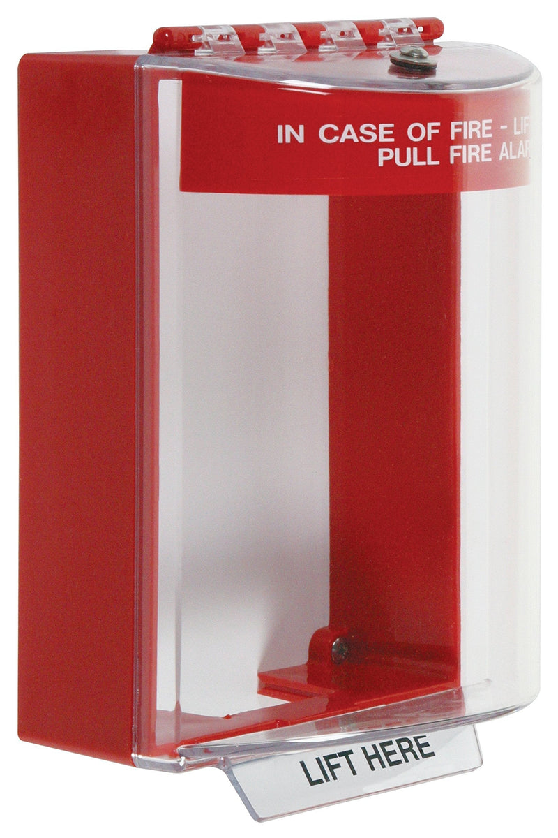Safety Technology International, Inc. STI-13210FR Universal Stopper, Surface Mount with Conduit Knockouts and Fire Label, Indoor/Outdoor Polycarbonate Protective Cover for Pull Stations or Call Points