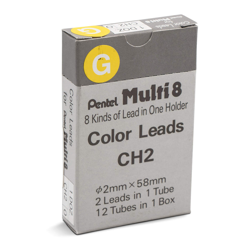 Pentel Arts 8 Colour Pencil Lead Refill, Yellow, 24 Pieces of Lead (CH2-G)