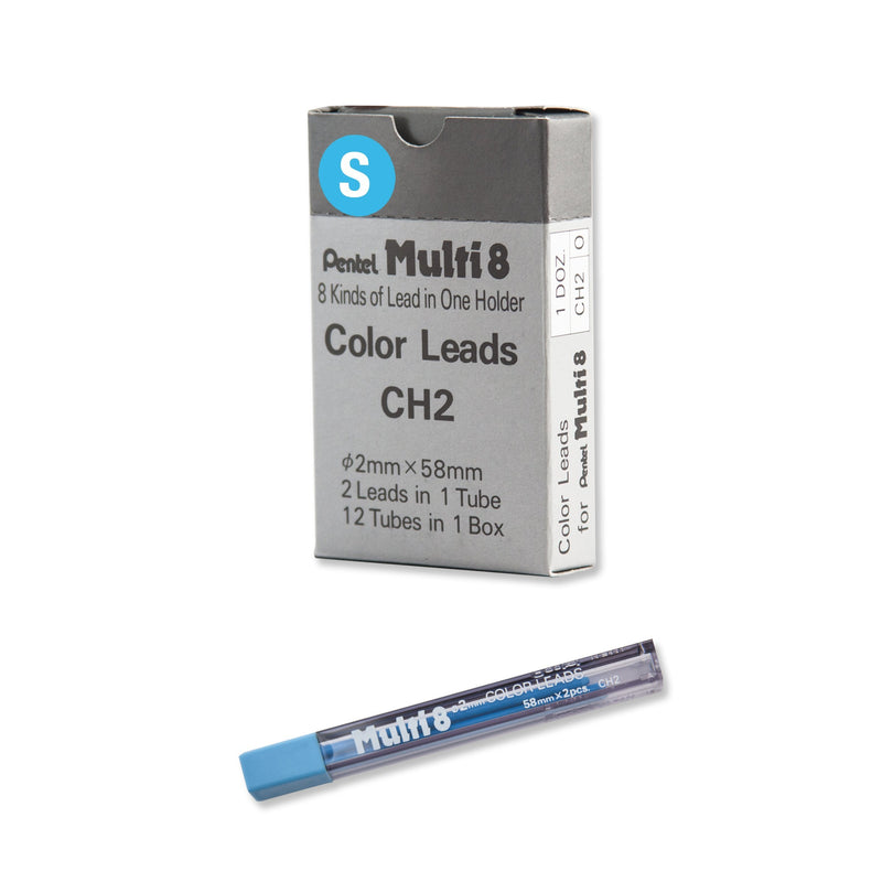 Pentel Arts 8 Colour Pencil Lead Refill, Sky Blue, 24 Pieces of Lead (CH2-S)