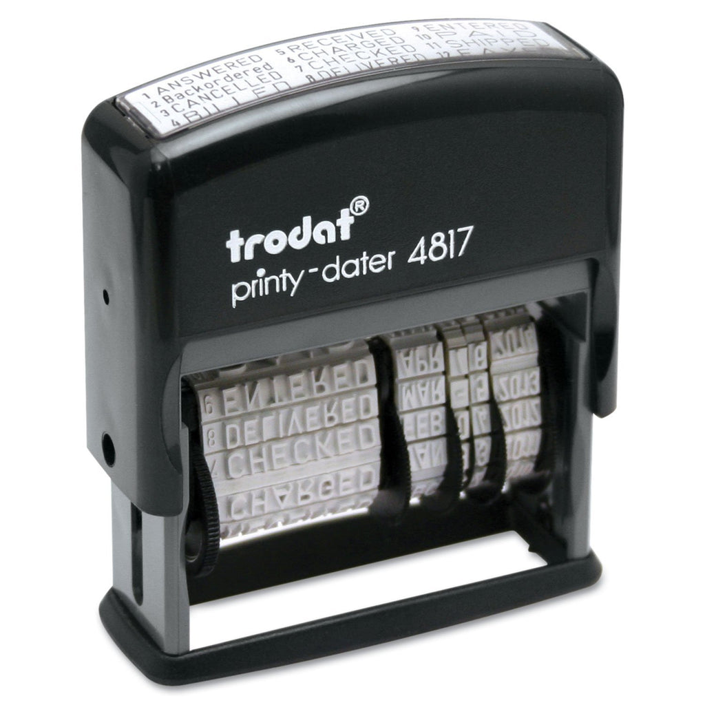 Trodat 4817 Date Stamp with 12 Changeable Messages (Red)