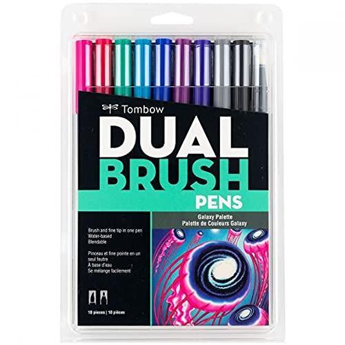 Tombow 56188 Dual Brush Pen Art Markers, Galaxy, 10-Pack. Blendable, Brush and Fine Tip Markers