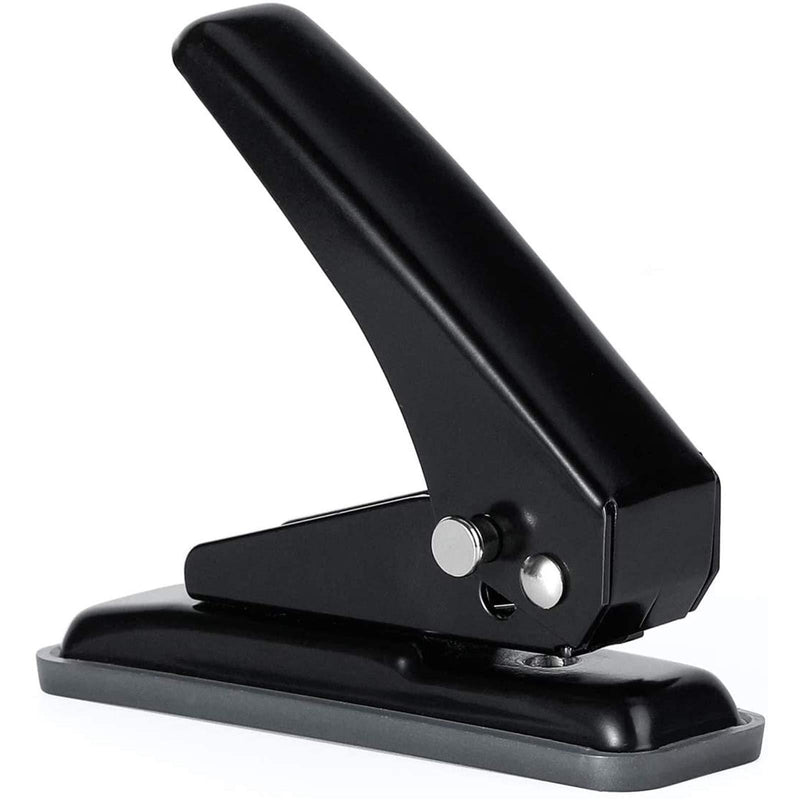 MROCO 1/4" Hole Punch Hole Puncher Single Hole Punch One Hole Punch 1 Hole Punch with Non-Skid Base for Paper, Card, Plastic, Leather, Tag, Chipboard and Art Project, 20 Sheets Punch Capacity, Black