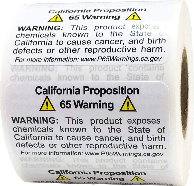 Adhesive Warning Labels, California Proposition 65 Short-Form Sticker Pack, 1" x 2", Pack of 500