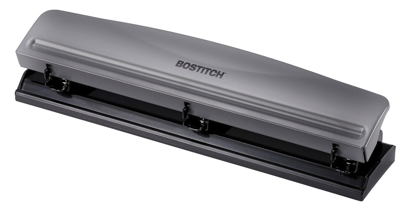 Bostitch 3 Hole Punch, 12 Sheets, Gray (KT-HP12-GRAY)