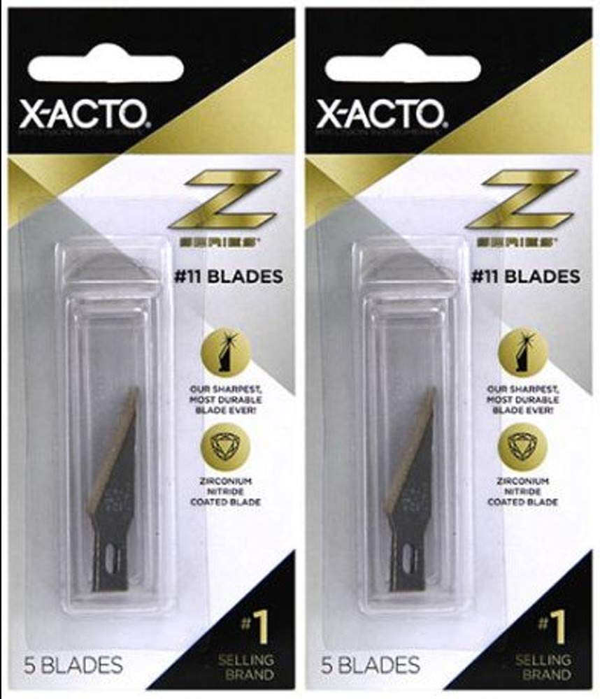 2-Pack - X-ACTO Z Series Light-Weight Replacement Blade, No 11, 4-7/8 in L, Stainless Steel Blade, Gold Hue, 5 Blades per Pack Z Blades 5ct - 2 Pack