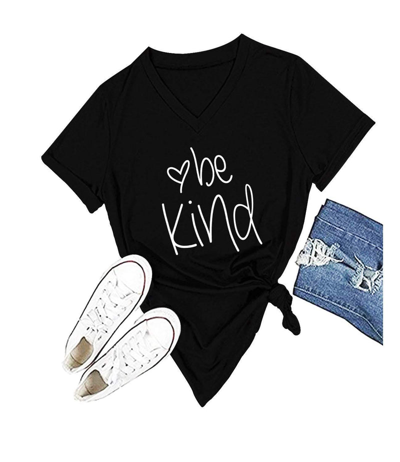 Be Kind T Shirts Women Cute Graphic Blessed Shirt Funny Inspirational Teacher Fall Tees Tops Black Small