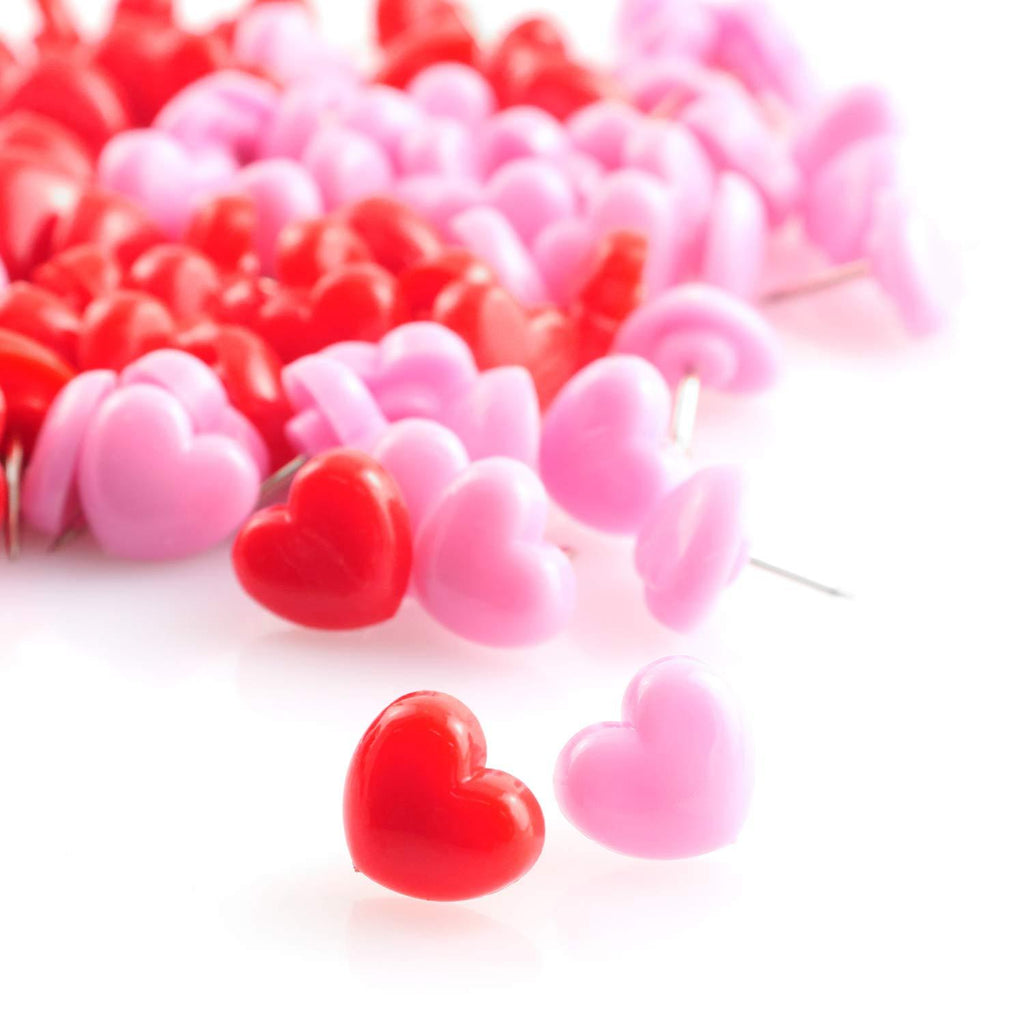 Lind Kitchen 100pcs Heart Shape Push Pins for Home School Office Notice Board Cork Board,Cute Thumbtacks Tacks Decorative Pushpins Accessories Supplies(Pink +Red)