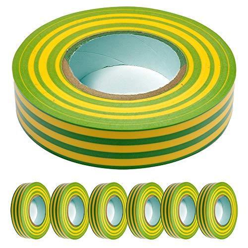Electriduct Vinyl Electrical Tape - 0.6 in x 33 ft (10 yards) - General Purpose, PVC Insulation - Yellow/Green - 6 Pack