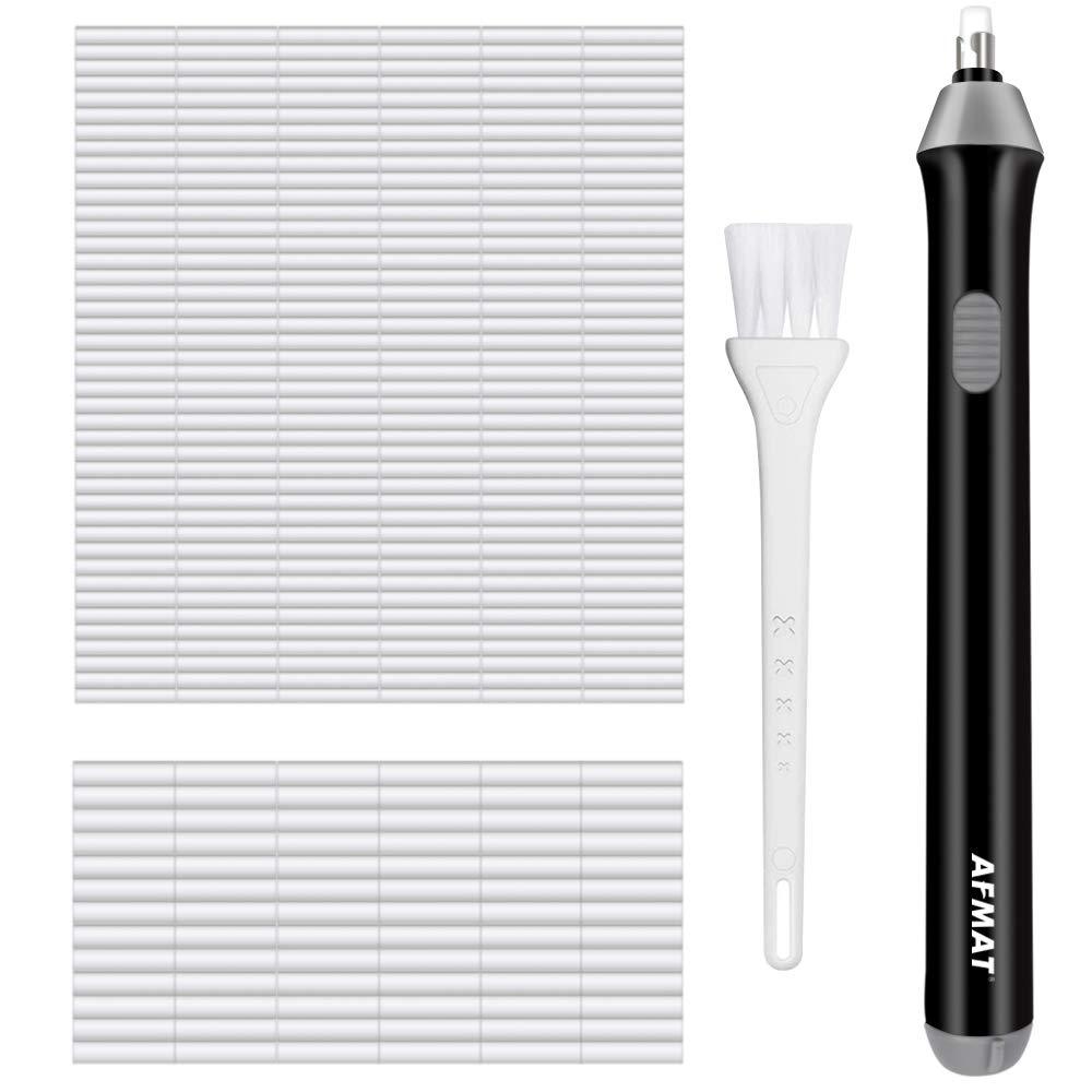 Electric Eraser Kit, AFMAT Electric Drawing Erasers for Artists, 200 Refills, Drafting Brush, Battery Operated Eraser for Sketching Pencils/Drafting Pencil/Graphite Pencils/Arts/Crafts-Detailor Tool