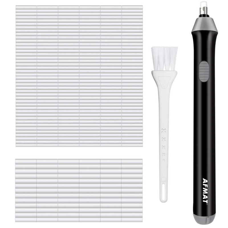 Electric Eraser Kit, AFMAT Electric Drawing Erasers for Artists, 200 Refills, Drafting Brush, Battery Operated Eraser for Sketching Pencils/Drafting Pencil/Graphite Pencils/Arts/Crafts-Detailor Tool