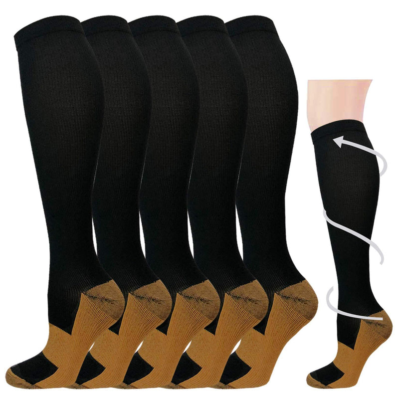 Graduated Medical Compression Socks for Women&Men 20-30mmhg Knee High Sock Black2 Small-Medium
