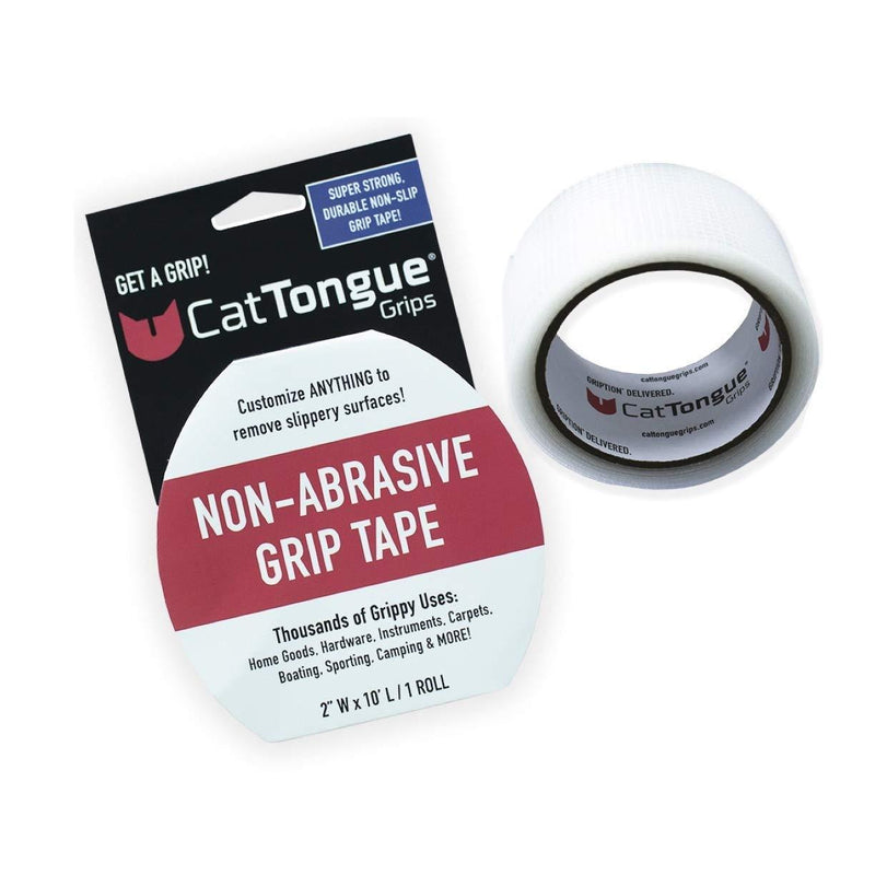Non-Abrasive Grip Tape by CatTongue Grips – Heavy Duty Waterproof Anti Slip Tape for Indoor & Outdoor Use - Thousands of Grippy Uses: Home Goods, Hardware, Accessible Home and More! (Clear Tape) Clear