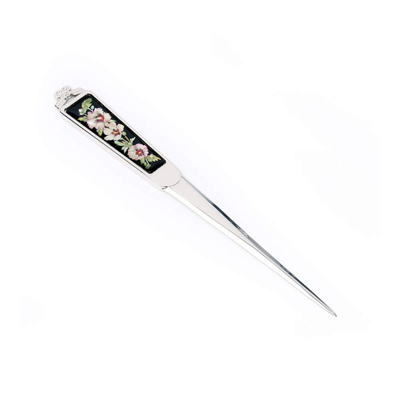 Decorative Envelope Paper Letter Opener with Mother of Pearl Antique Design Silver Steel Office Knife Hand Cutter Blade (Blossom) Blossom