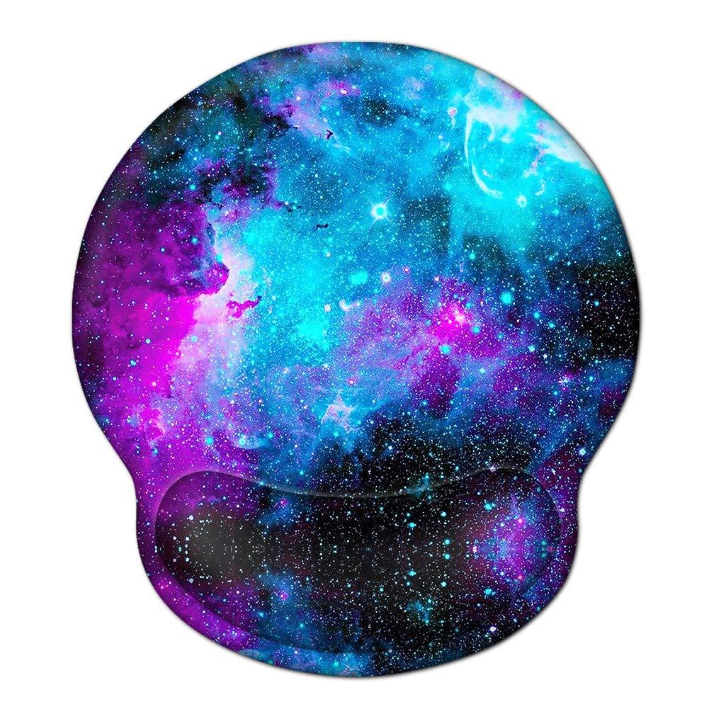 Ergonomic Mouse Pad Wrist Rests Support, Non Slip Mousepads with Gel Cushion Wrist Support,iVeze Comfortable Durable Mouse Pads for Home Office Efficient Working Easy Typing & Pain Relief (Galaxy) Galaxy