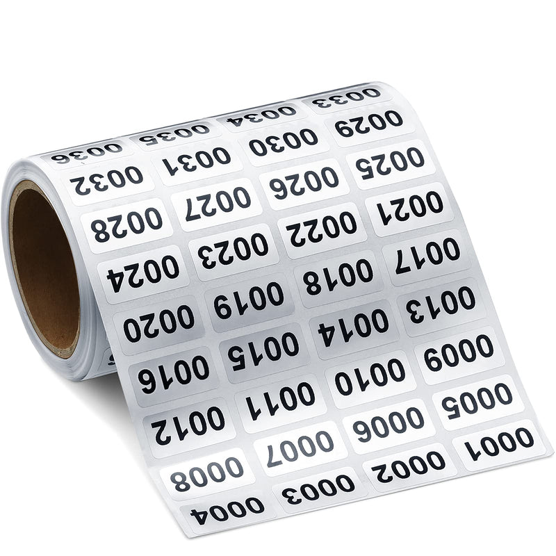 Consecutive Number Label Stickers Waterproof Number Inventory Stickers for Inventory Storage Classification, 0.39 x 0.78 Inch (001 to 2000)