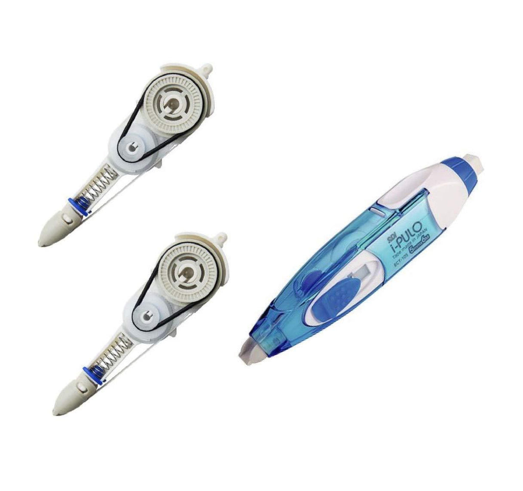 SDI i-PULO Retractable Mechanism Correction Tape White Out Pen Built-in Eraser Type 5mm x 6m - ECT-105 with 2 Refills