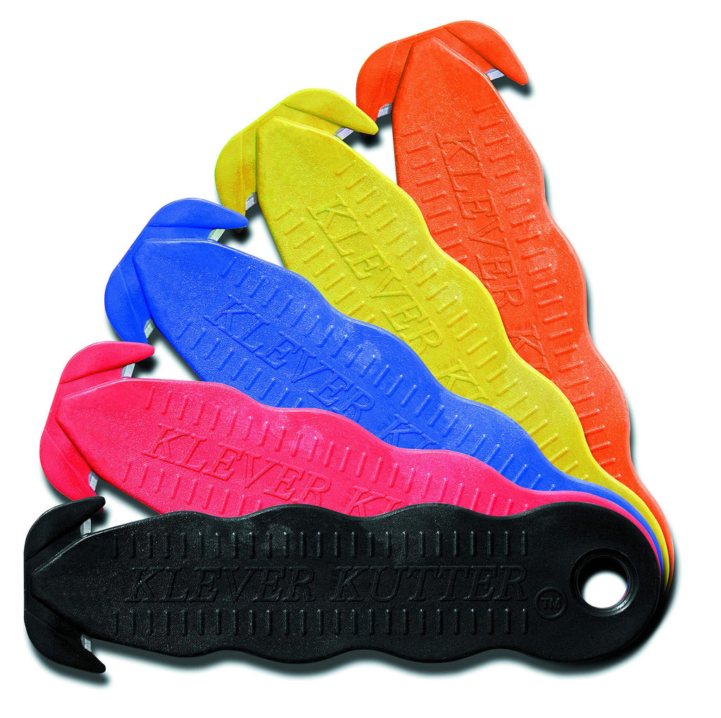 Klever Innovations Cutter Stainless Steel Package Opener, Safety Utility Cutter Assorted Colors 5 pcs, KLEVER - 5/PACK MIX 1