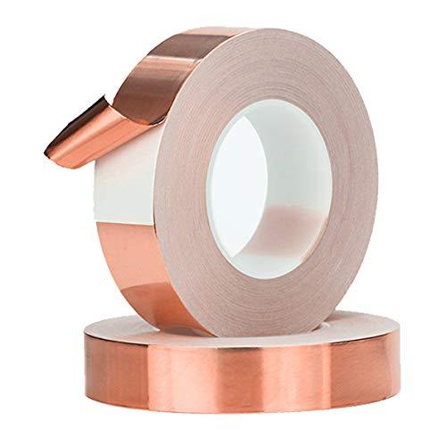 Copper Tape Single Sided Conductive Adhesive Foil Copper Tapes 2 Rolls 4 Sizes for Electrical Repairs, Slug Repellent, EMI Shielding, Stained Glass 2-Roll 1/4inch x 11yard