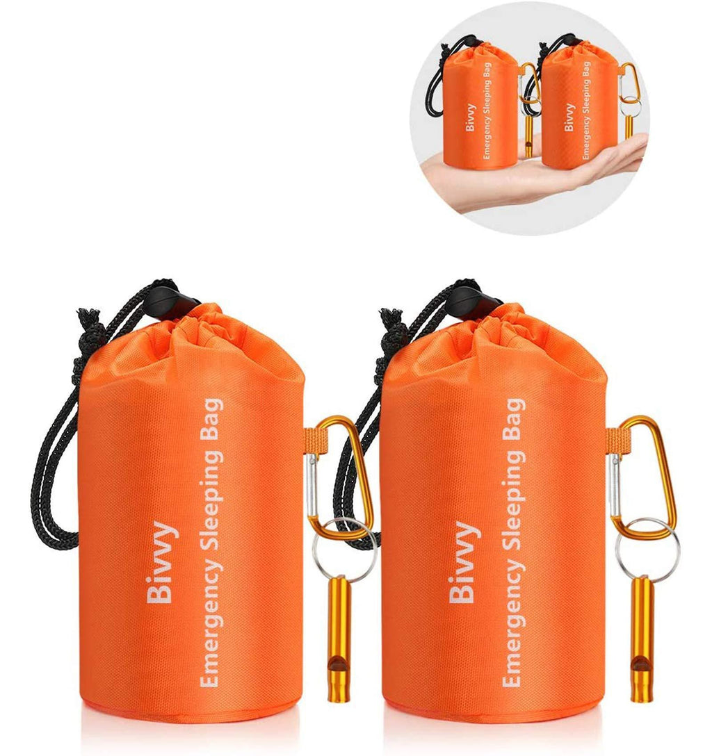 Timok Emergency Sleeping Bags Thermal-Emergency-Blankets Ultralight Space Blankets Survival Waterproof Bivy Sack Multi-Purpose Survival Gear for Hiking, Camping, First Aid Kits, Outdoor Survival Gear Orange