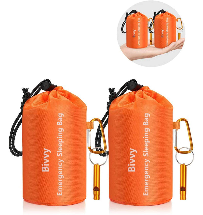 Timok Emergency Sleeping Bags Thermal-Emergency-Blankets Ultralight Space Blankets Survival Waterproof Bivy Sack Multi-Purpose Survival Gear for Hiking, Camping, First Aid Kits, Outdoor Survival Gear Orange