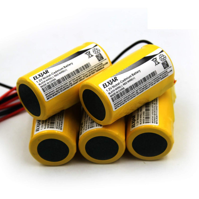 (5-Pack) 1.2V 1200mAh ELB-1P201NB Ni-CD Battery Replacement for Lithonia ELB0320, ELB1P201N2 ELB1P2901N ELB1210N ELB1P201N Exit Sign Emergency Light