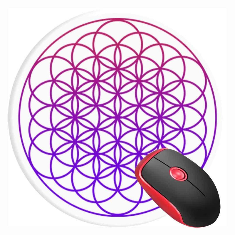 Mouse Pad Mandala Sacred Geometry Flower of Life, Round Mousepad, Non-Slip Rubber Base Mouse Mat for Laptop and Computer 2t02632