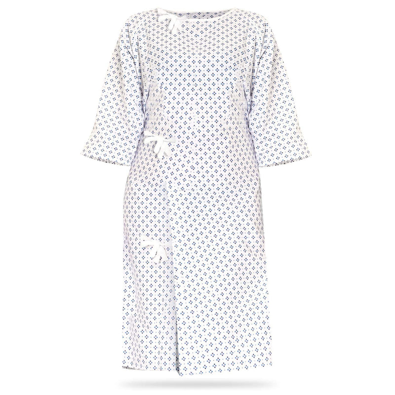 New Unisex Patient Gown - Premium Cotton Blend - Soft and Comfortable Fabric - Back Front Tie - Fit Easily Up to 2XL Size - Multipurpose Hospital Gown for Men and Women - Reusable and Washable -2 Pack 2