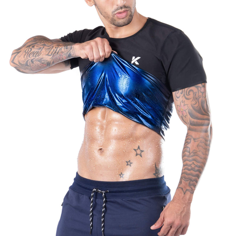 Kewlioo Men's Heat Trapping Shirt - Sweat Body Shaper Vest for Men, Mens Bodysuit Slimmer Saunasuits, Shapewear Compression Top, Gym Belt Exercise Jacket, Versatile and Discreet Small