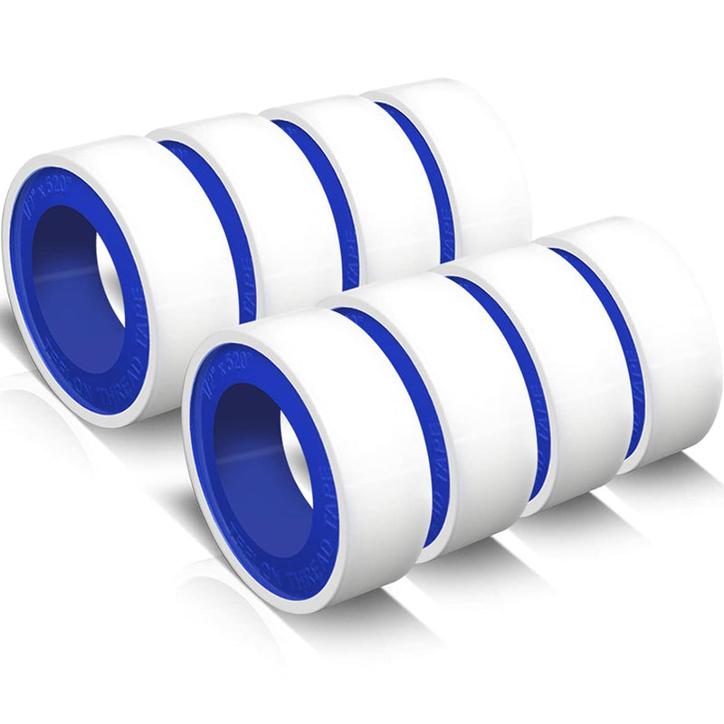 8 Rolls 1/2 Inch(W) X 520 Inches(L) Teflon Tape,for Plumbers Tape,Plumbing Tape,PTFE Tape,Thread Tape,Plumber Tape for Shower Head,Pipe Sealing,Thread Seal,White 8 Rolls